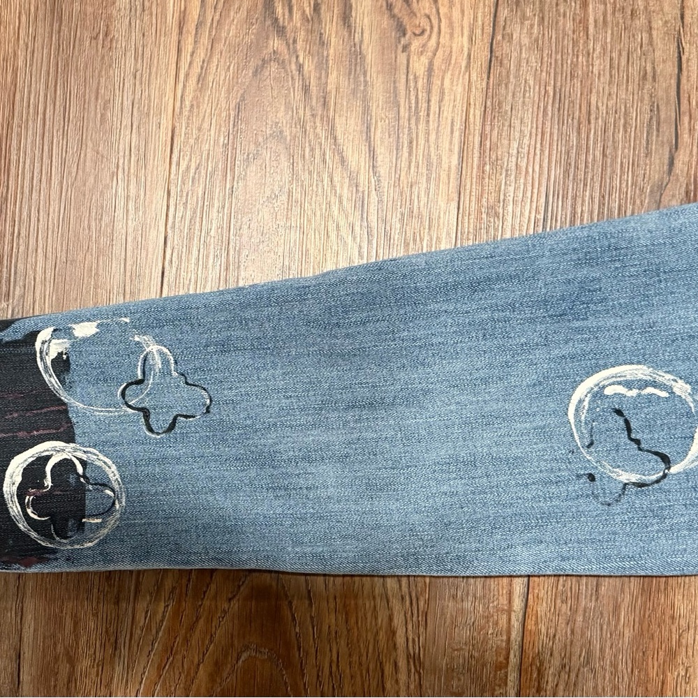 Distressed Blue Jeans With Patchwork Upcycled By … - image 7